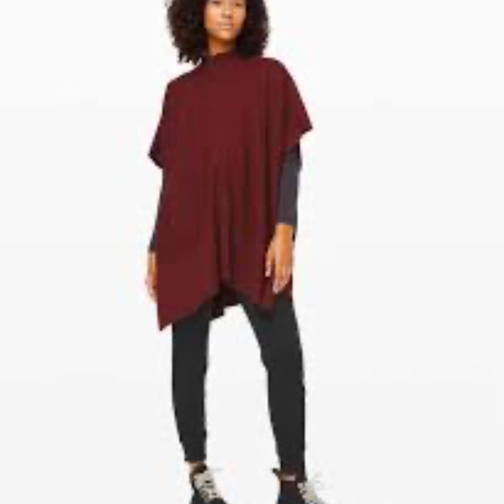 Lululemon Call Me Cozy Wrap One Size Heathered Deep Rouge Pima Cotton Sweater